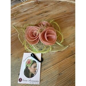 Sierra Accessories Straw Floral Fascinator Hair Clip Headpiece